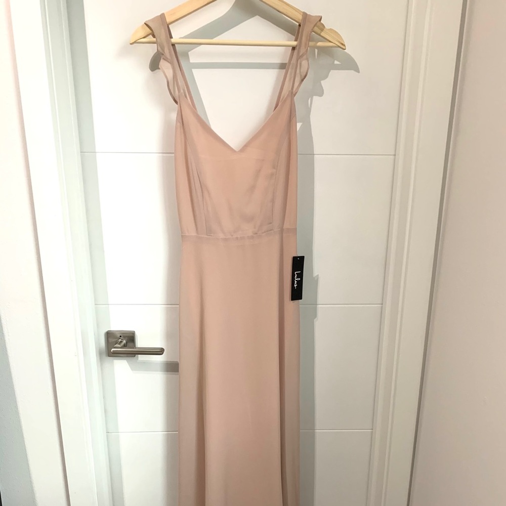 Lulus Blush Backless Bridesmaids Dress - gorgeous!